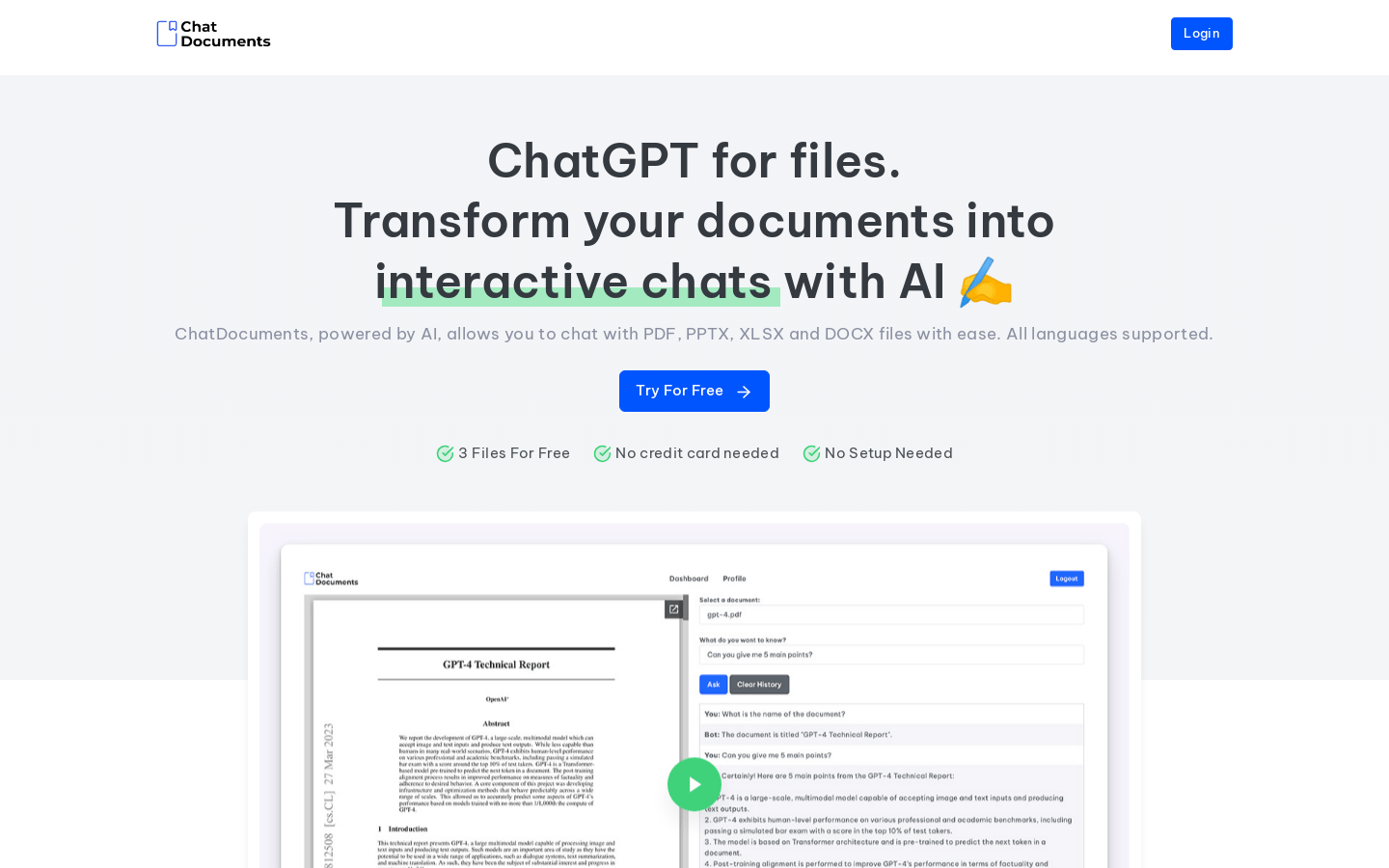 Chat Documents : AI聊天阅读文档