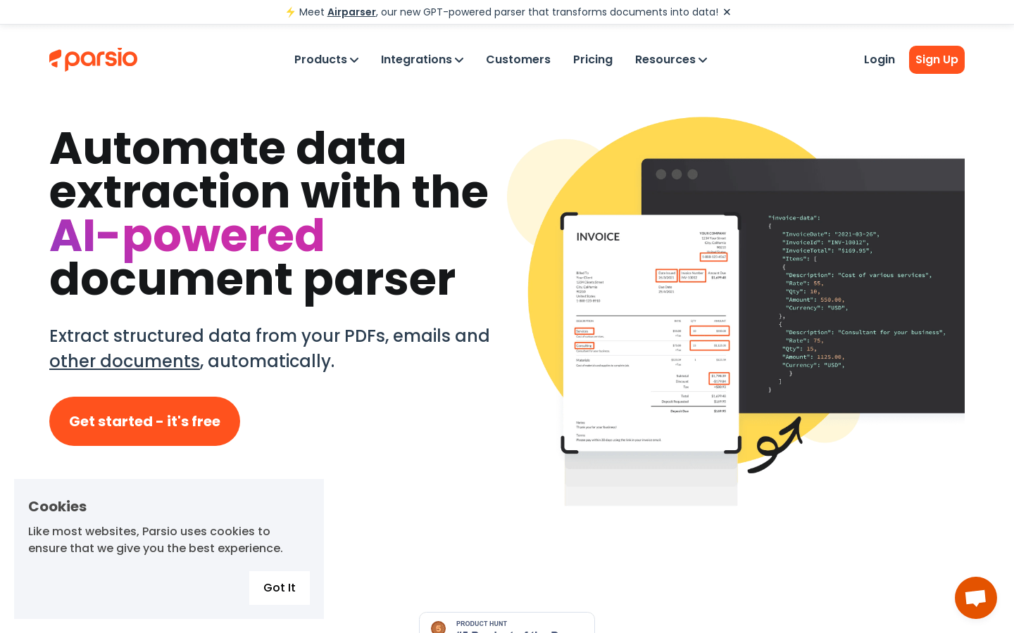 Parsio : 用AI驱动的文档解析器实现数据自动提取